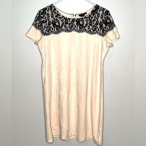 H&M Cream,  Black‎ Lace Sweater Dress, size med, EUC